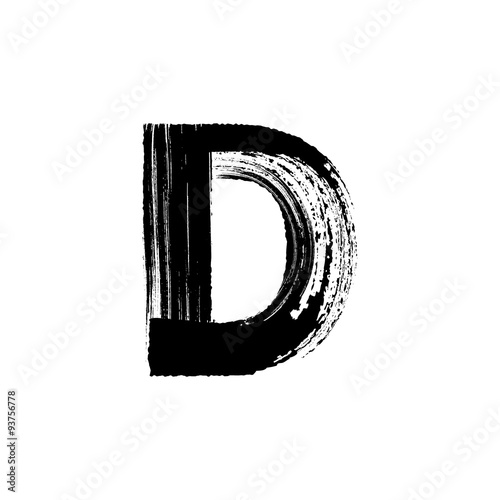 Letter D hand drawn with dry brush