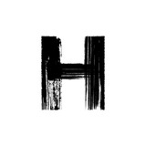 Letter H hand drawn with dry brush