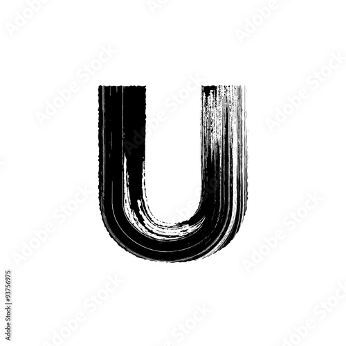 Letter U hand drawn with dry brush