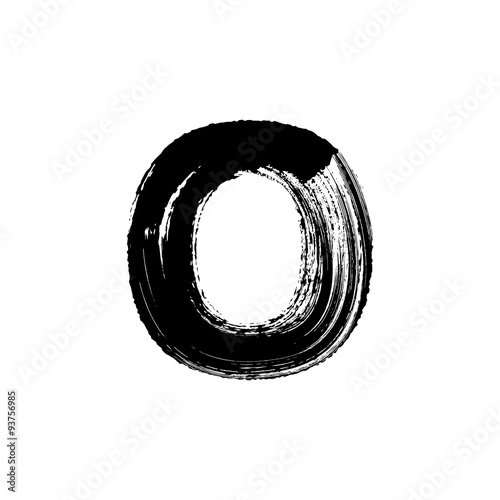 Letter O hand drawn with dry brush