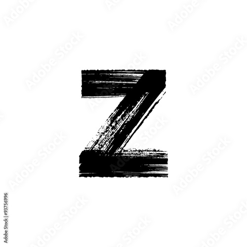 Letter z hand drawn with dry brush. Lowercase photo