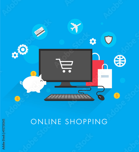 Online shopping concept flat template vector