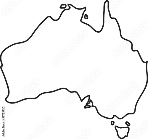 Freehand Australia map sketch on white background. Vector illustration.