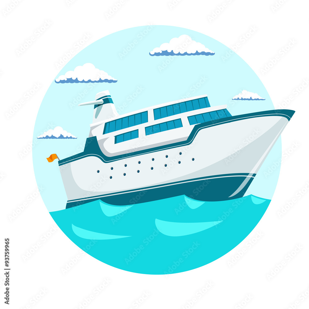 Cruise liner ship vector illustration - obrazy, fototapety, plakaty 