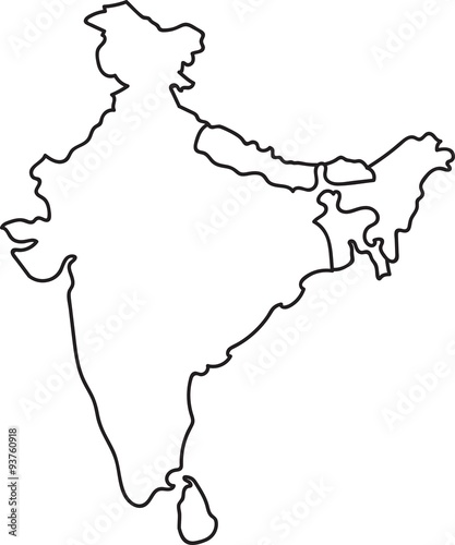 Freehand India and nearby countries map sketch on white background. Vector illustration.