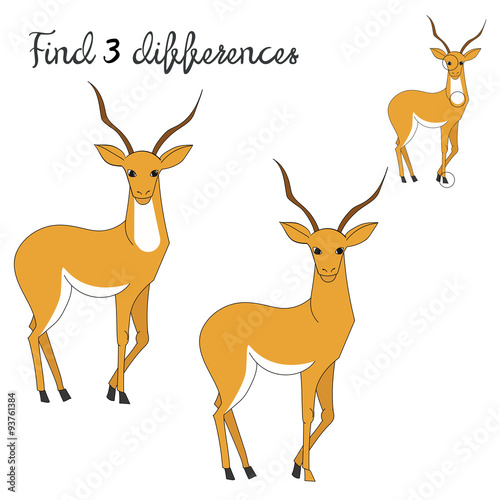 Find differences kids layout for game gazelle  © Oleksandr Pokusai