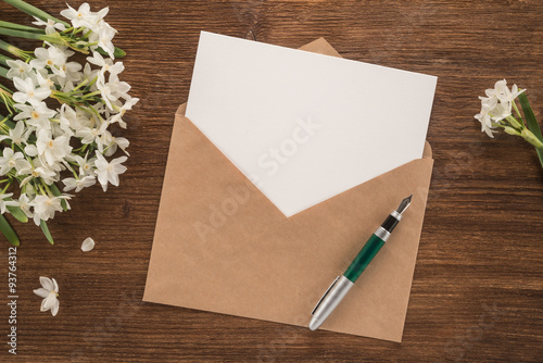  Flowers, envelope and pen 
