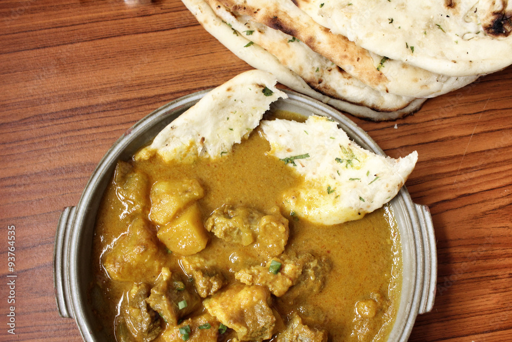 Indian naan bread with curry