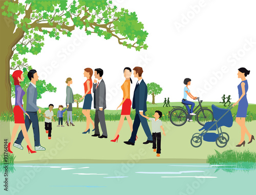 Freizeit mit Familie am Fluß