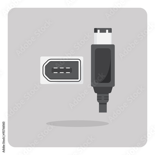 Vector of flat icon, FireWire connector on isolated background