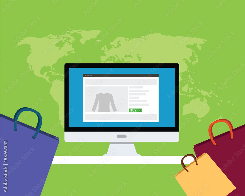 Fototapeta premium online e-commerce concept computer shop shopping bag