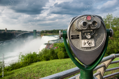 Binocular overlook Niagara Falls in the morning