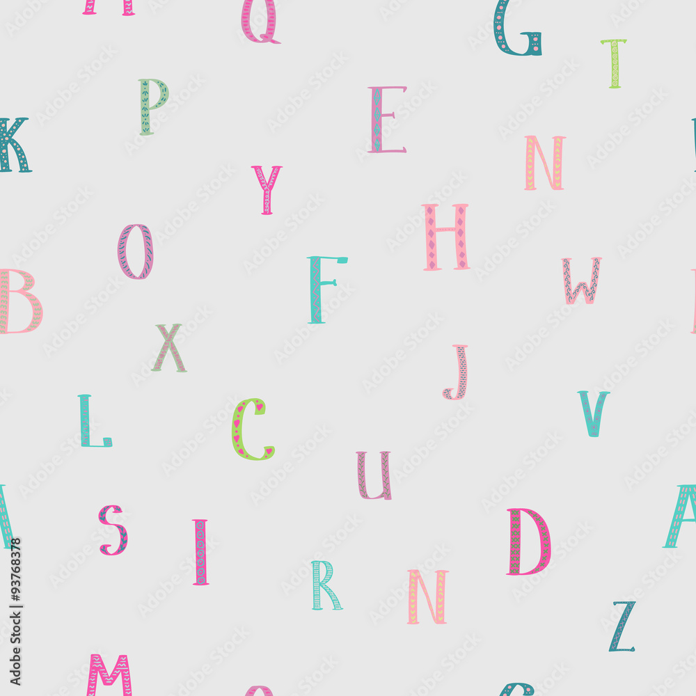 Kids alphabet seamless pattern