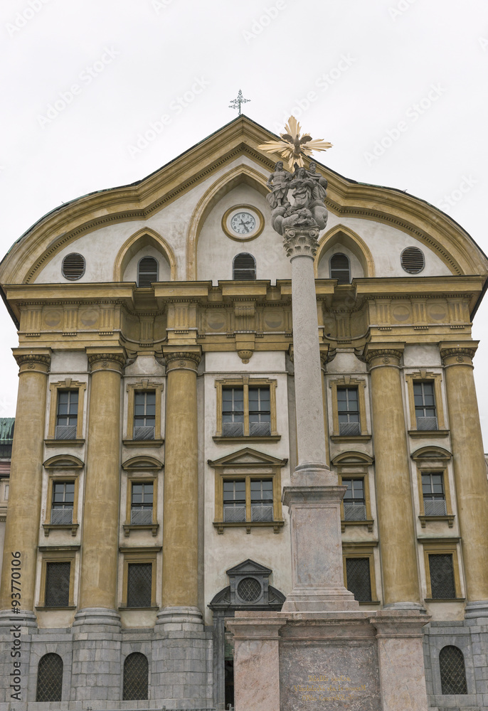 Ursuline Church of the Holy Trinity in Ljubljana, Slovenia.