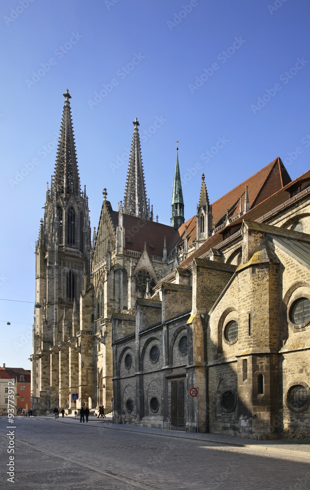Church of  St. Peter - the Regensburg Cathedral in Regensburg. Bavaria. Germany