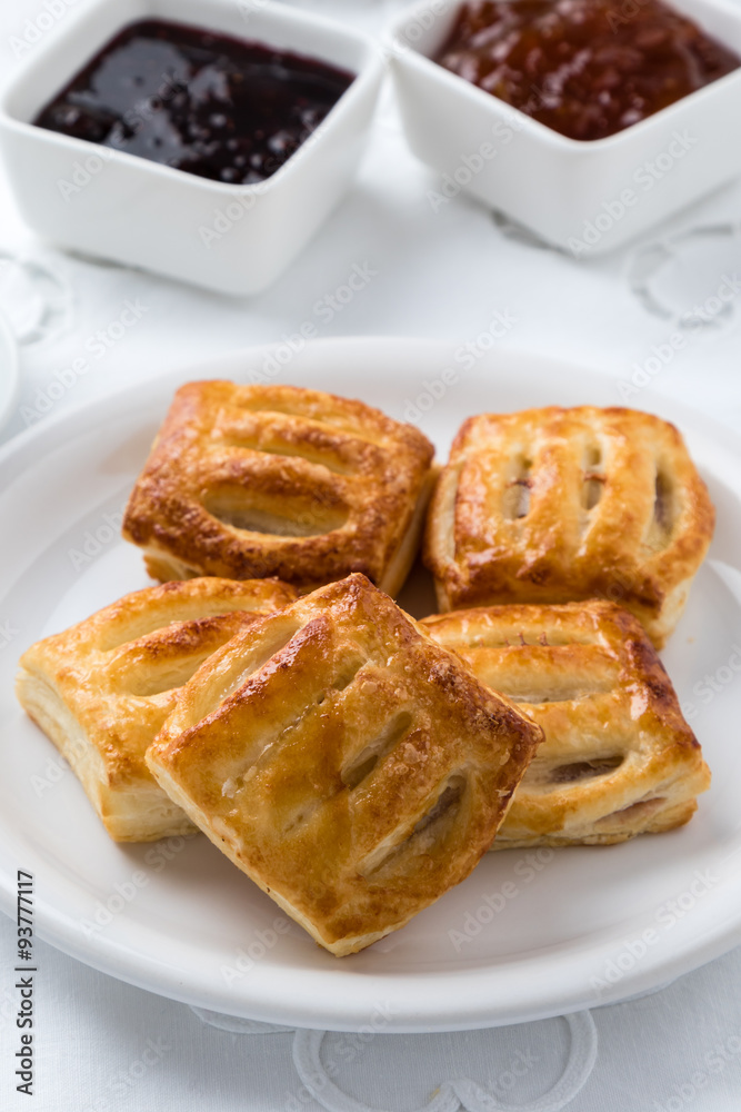 sweet puff pastry on plate