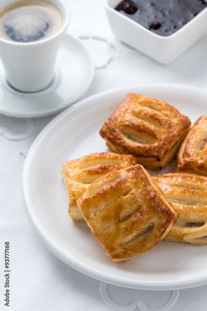 sweet puff pastry on plate