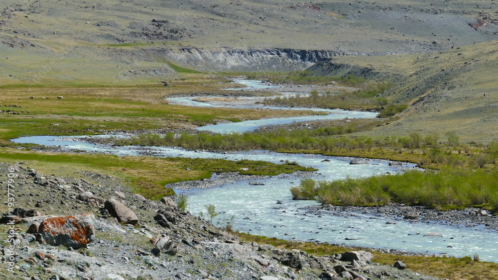 mountain landscape with river in Altay, Russia
