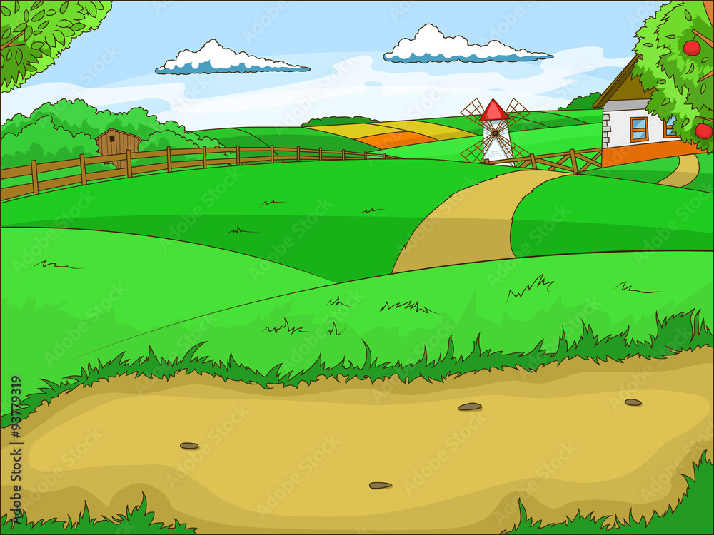 Farm cartoon educational illustration
