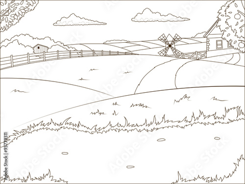 Coloring book farm cartoon educational