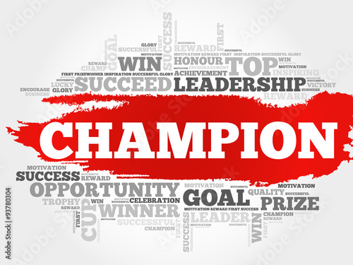 Champion word cloud, business concept