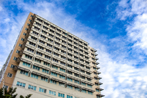 residential building and beautiful blue sky
