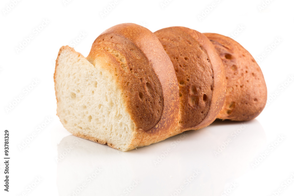 Bread slice isolated on white