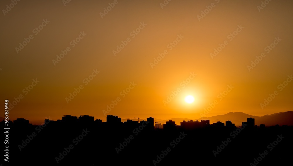 Sunset Skyline in Santiago de Chile