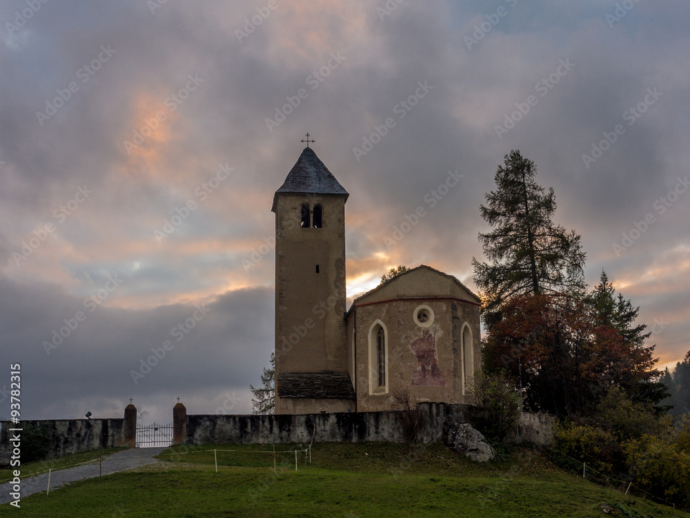 Church in the Alps with the first snow of the season -3