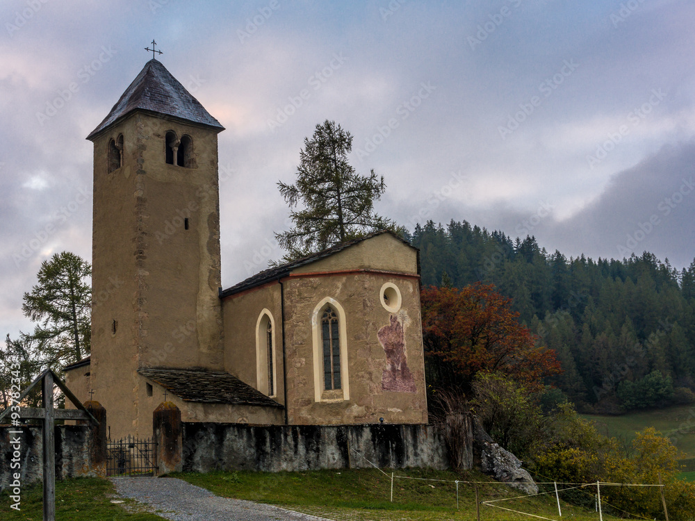 Church in the Alps with the first snow of the season -5