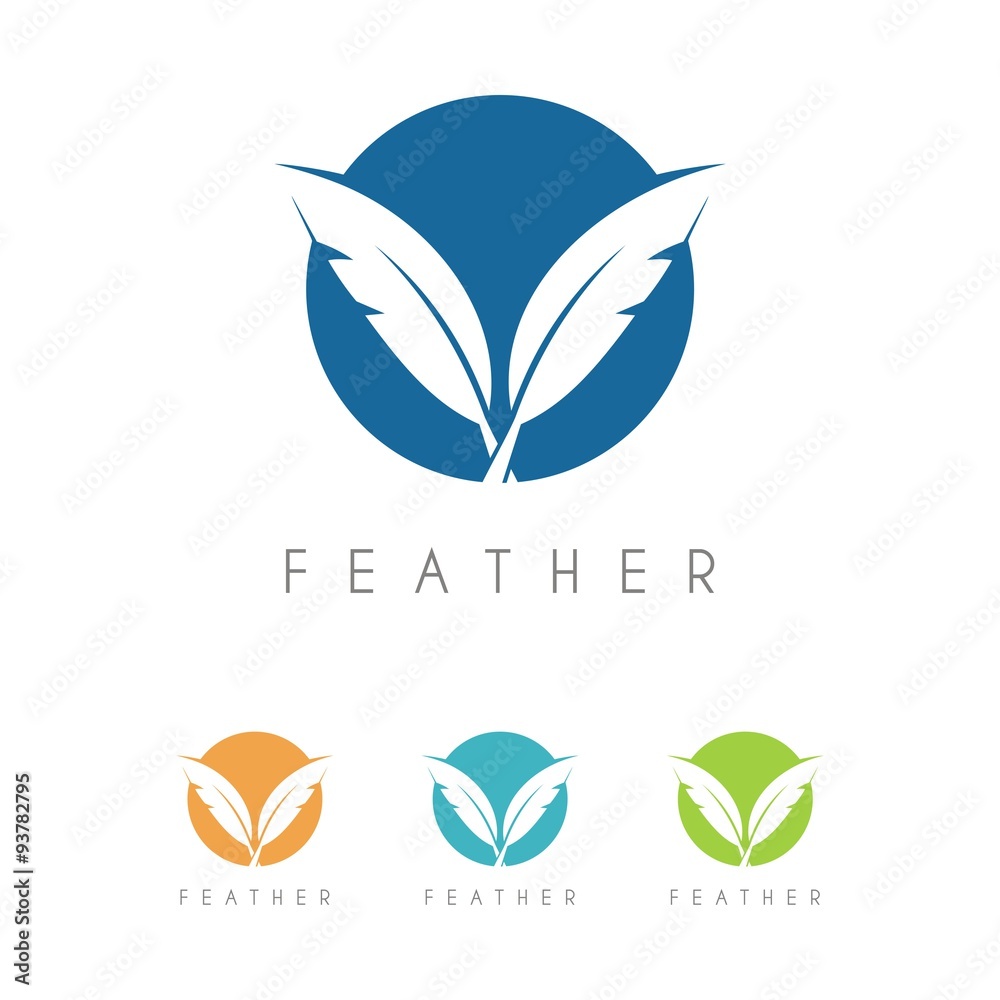 Fototapeta premium Feather Logo. Lawyer Law firm Logo design Feather Quill symbol vector design template
