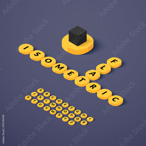 Isometric blocks with letters