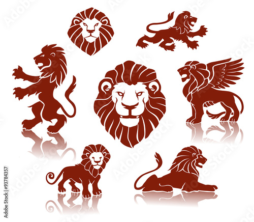 Fototapeta Naklejka Na Ścianę i Meble -  Lions illustration set