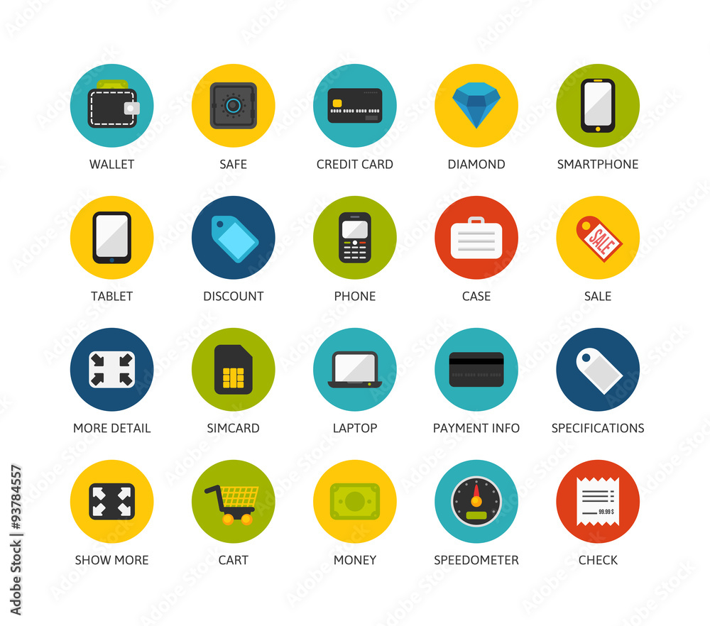 Round icons thin flat design, modern line stroke style Round icons thin flat design, modern line stroke style