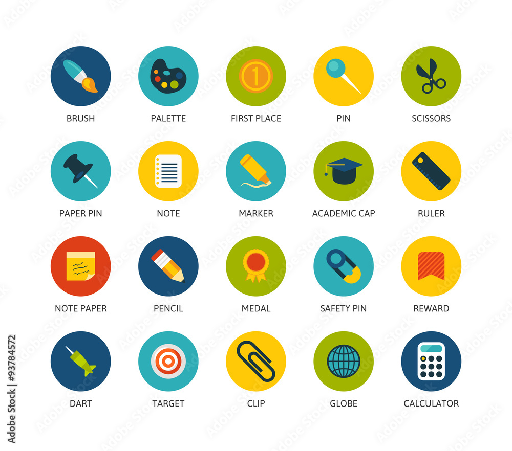 Round icons thin flat design, modern line stroke style