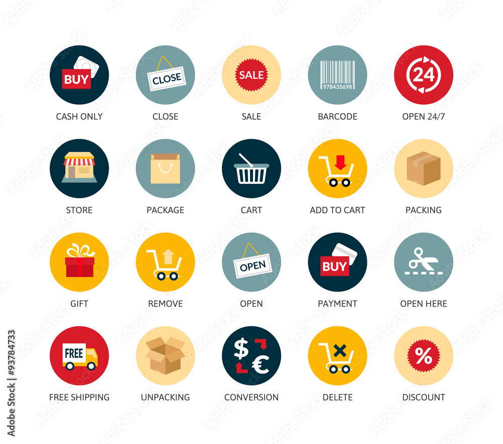 Round icons thin flat design, modern line stroke style Round icons thin flat design, modern line stroke style