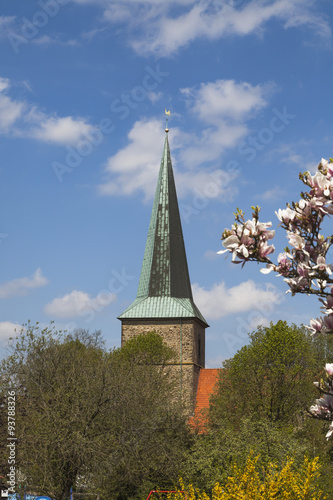 Evangelical St. Laurentius church in Schledehausen, Osnabrueck country, Lower Saxony, Germany (Protestant church)