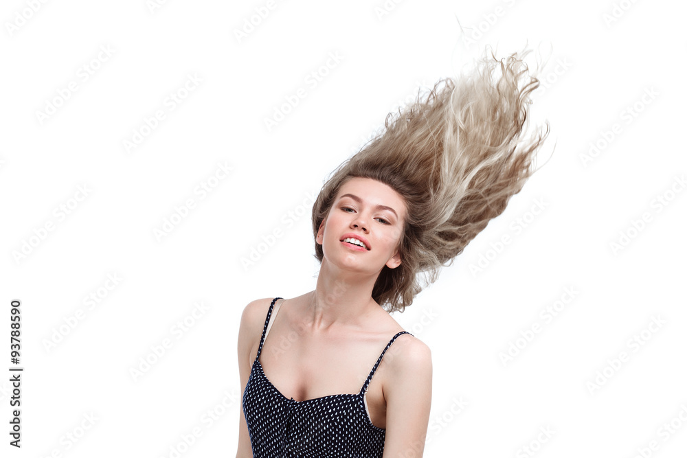 attractive young female in dress isolated