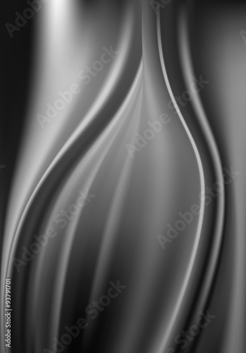 Silky satin curtain with wavy patterns black color