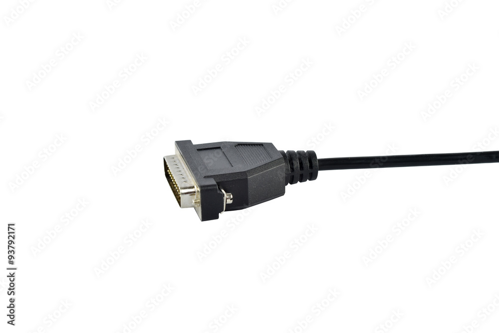 Fototapeta premium Black cable isolated on white background with clipping paths