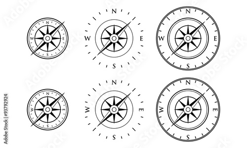 Simple Compass Wind Cardinal Icon Set