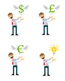 Vector pack of businessman release money and ideas