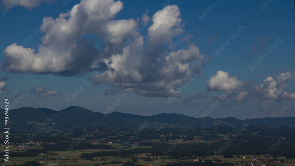 Time lapse of a Slovenian countryside valley with sunny and cloudy weather Time lapse of a Slovenian countryside valley with sunny and cloudy weather