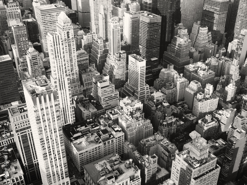 Black and white view of midtown New York City