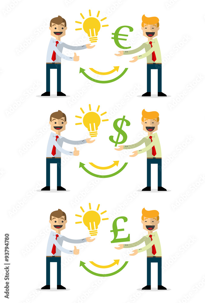 Vector pack of businessman selling ideas