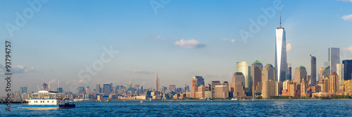 High resolution panoramic view of the New York City skyline seen from the ocean #93794757