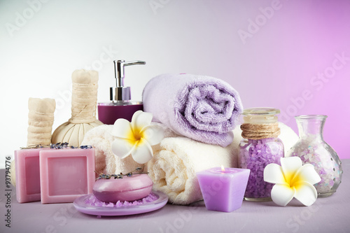 Fototapeta Naklejka Na Ścianę i Meble -  Spa treatments on colorful background.