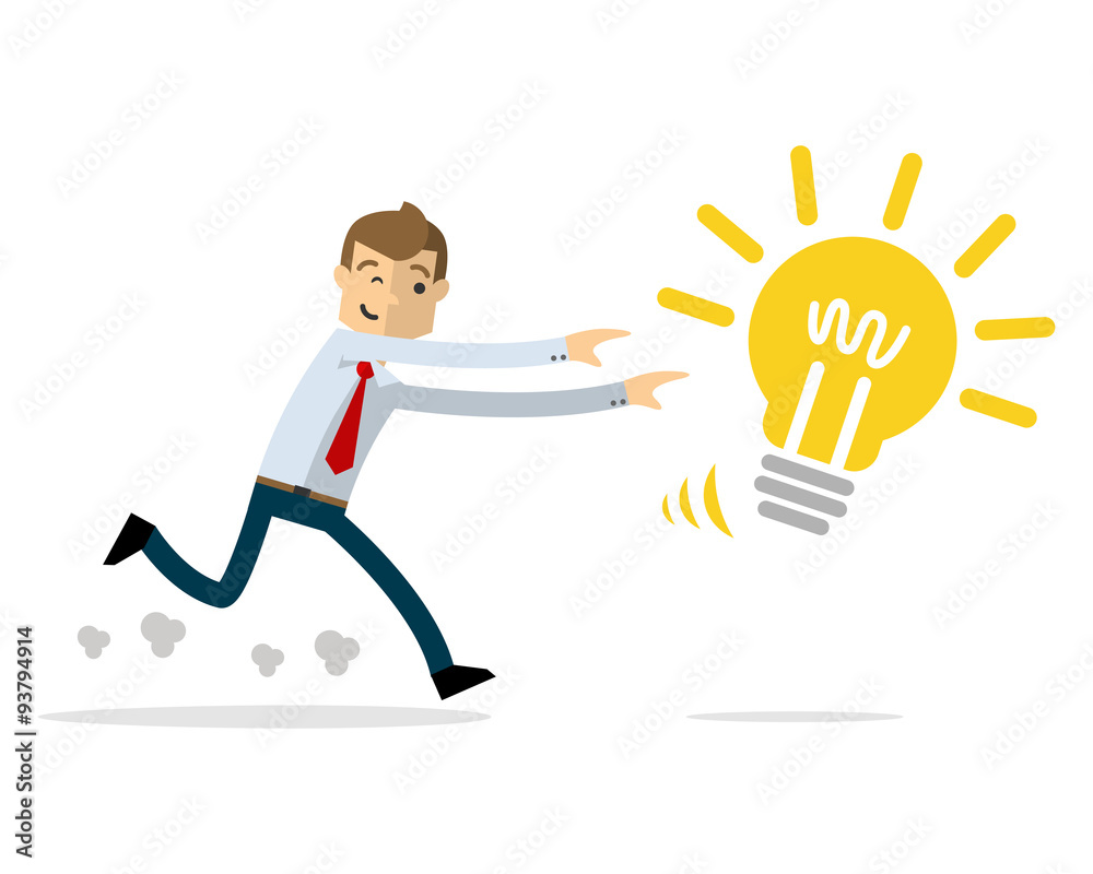 Vector of businessman chasing ideas Vector of businessman chasing ideas
