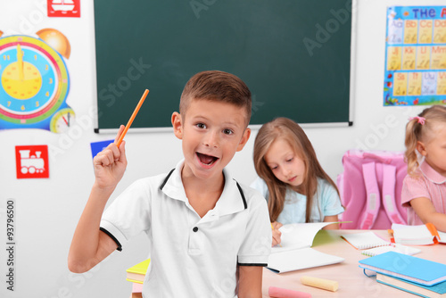 Group of children in the cl...