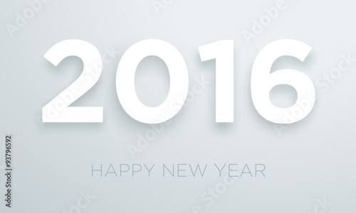 2016 Happy New Year White Vector With 3d Drop Shadow Design 